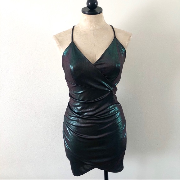 Vintage Dresses & Skirts - Vintage 90’s wet look shiny iridescent dress